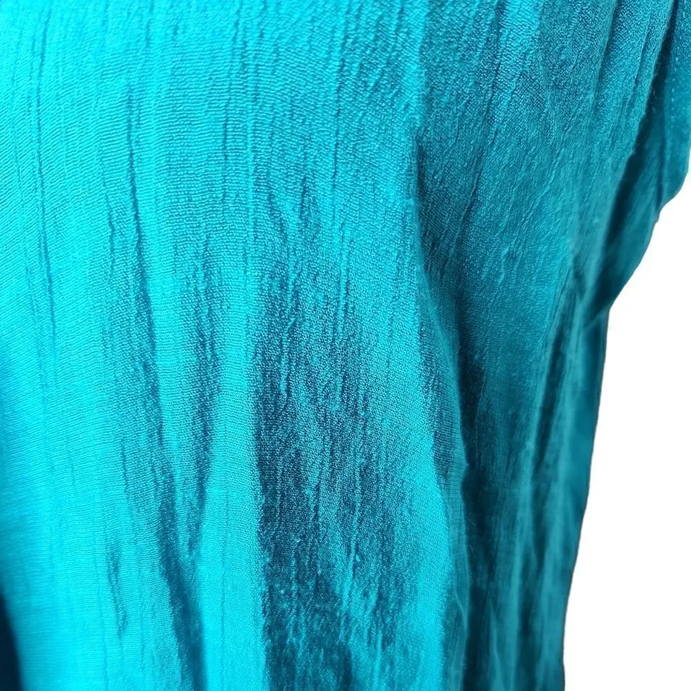 PerSeption Concept Tank Top Shirt Turquoise Blue Large V Neck Button Up - Picture 5 of 6